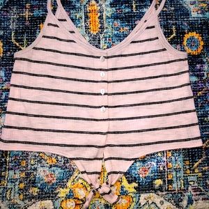 Garage Pink and Black Button-Up Cropped Tank Top